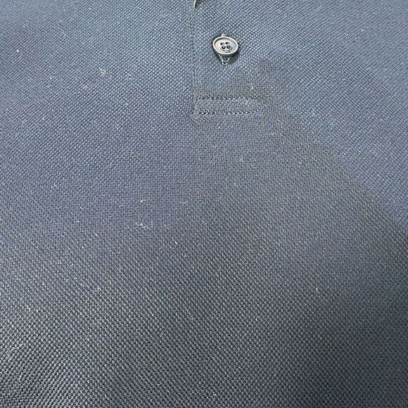 Saint Laurent Cassandre Embroidered-Logo Polo Shirt in Navy Blue Cotton